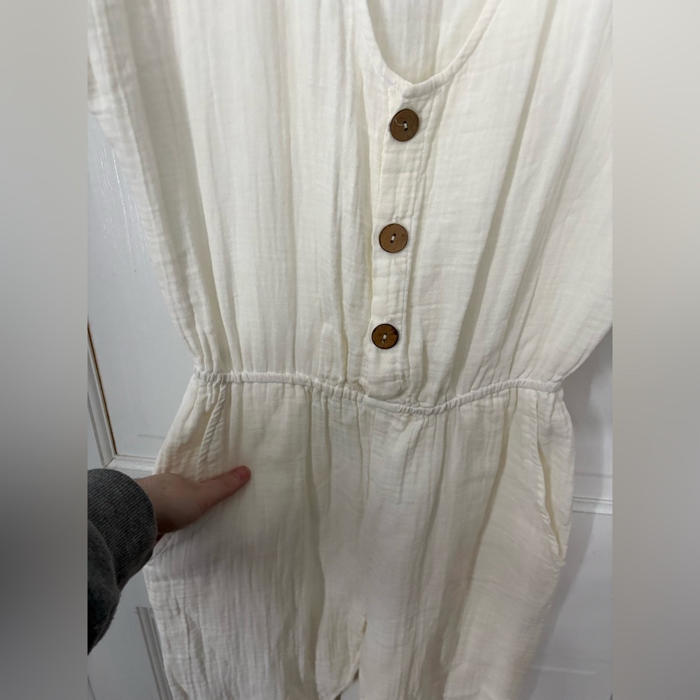 Jen’s Pirate Booty Free People Off-White Ivory Cotton Jumpsuit, Size Small (S) - Picture 5 of 10